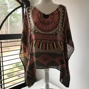 Theodora and Callum Linen Poncho Boho Top